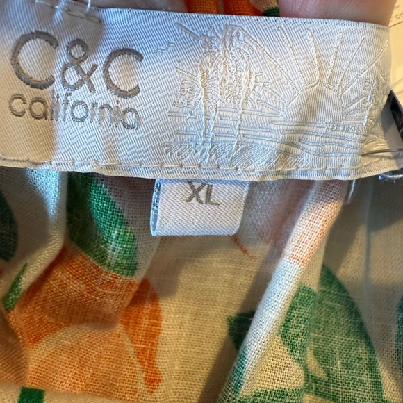 C&C California Smocked Waist Citrus Palm Tree Orange Tropical Skirt NEW Size XL - Picture 14 of 15